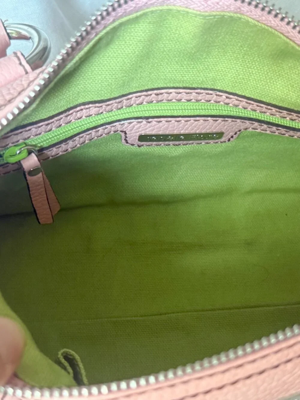 Isabella Fiore Pink Leather Satchel Y2K Chunky Chain Charm Bag 2000s Coquette